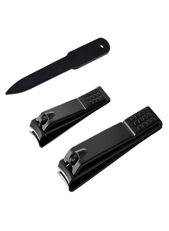 FIXBODY Nail Clippers, Black Stainless Steel Fingernail & Toenail Clippers & Nail File,Great Christmas Gift,Stocking Stuffers for Men and Women - Image 2